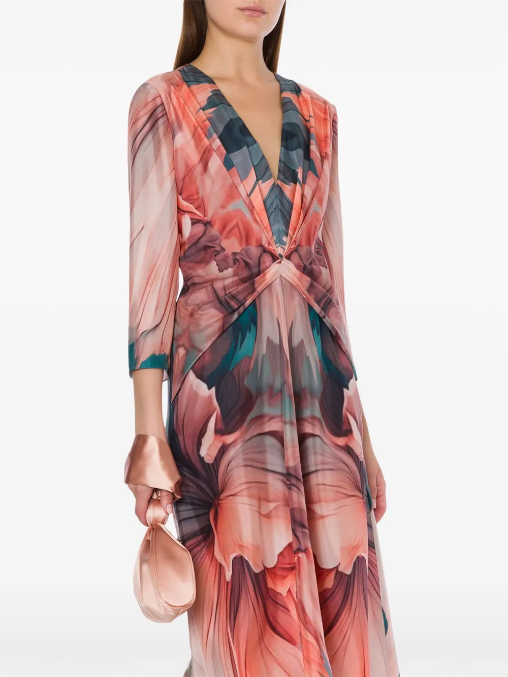 Alberta Ferretti Zijden jurk met bloemenprint - Blauw