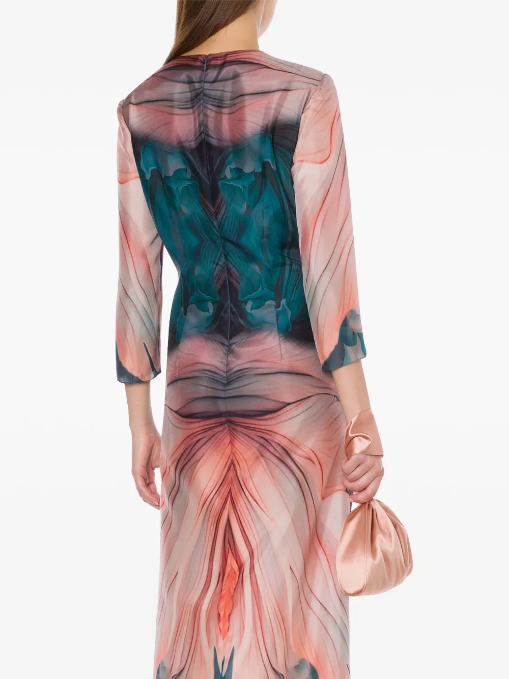 Alberta Ferretti Zijden jurk met bloemenprint Blauw