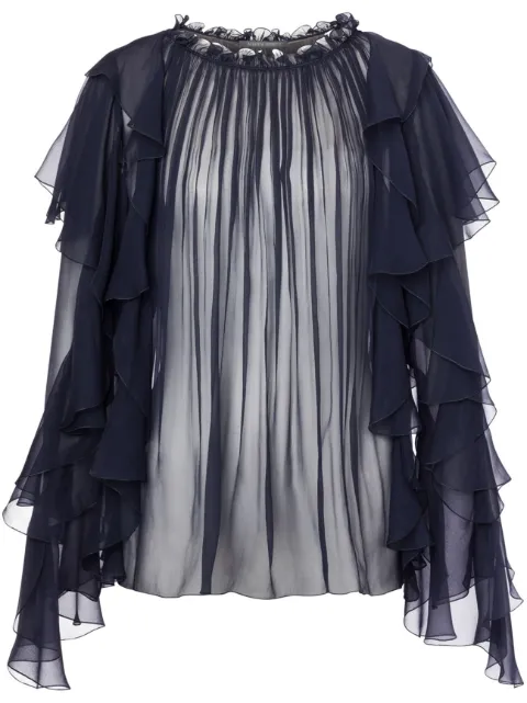 Alberta Ferretti ruffle-detail silk blouse