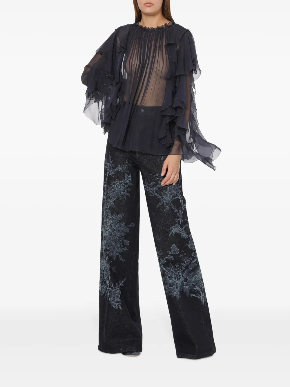 Alberta Ferretti Blouse met ruches - Blauw