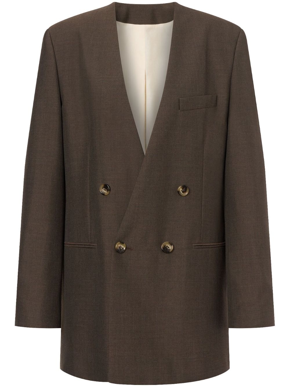 lapeless double-breasted blazer