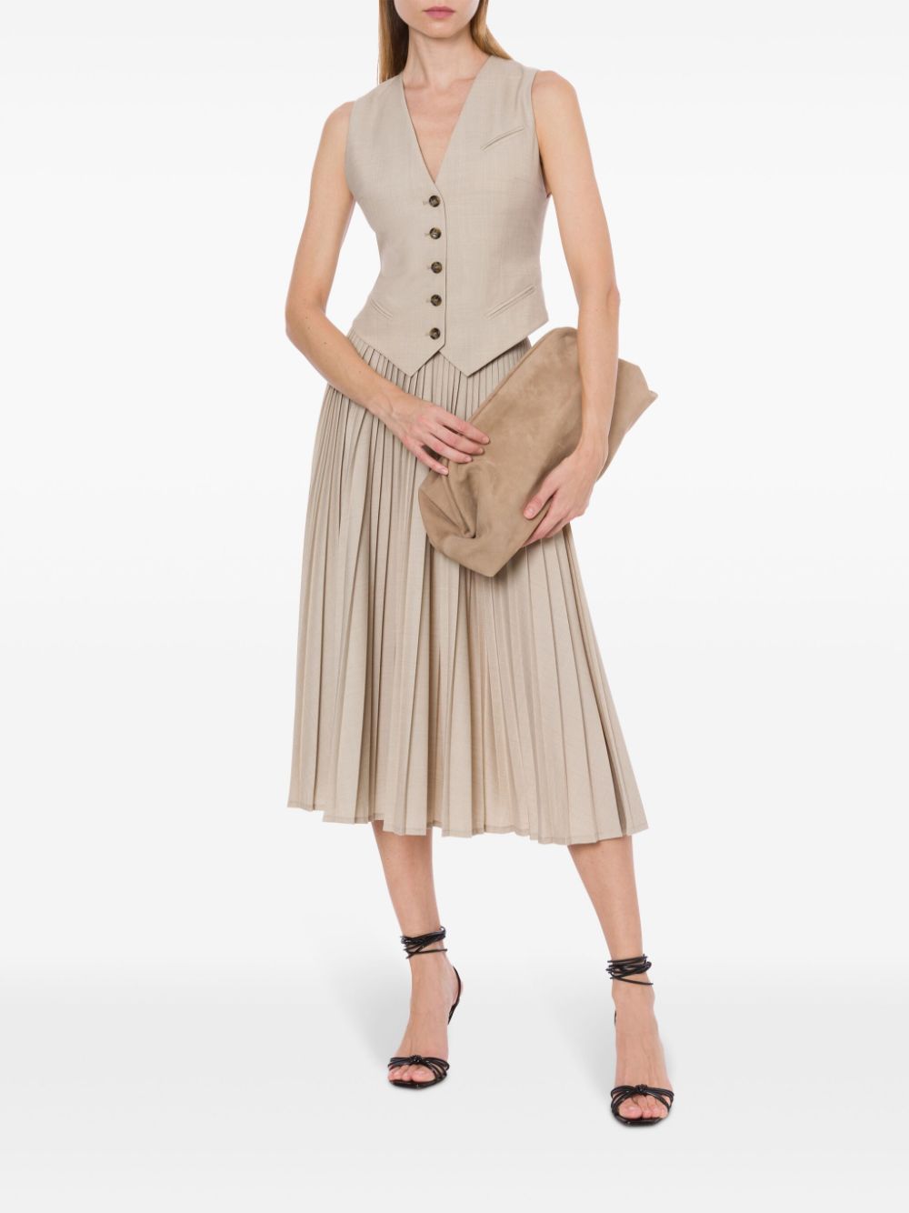 Philosophy Di Lorenzo Serafini Gilet met V-hals en bandje - Beige