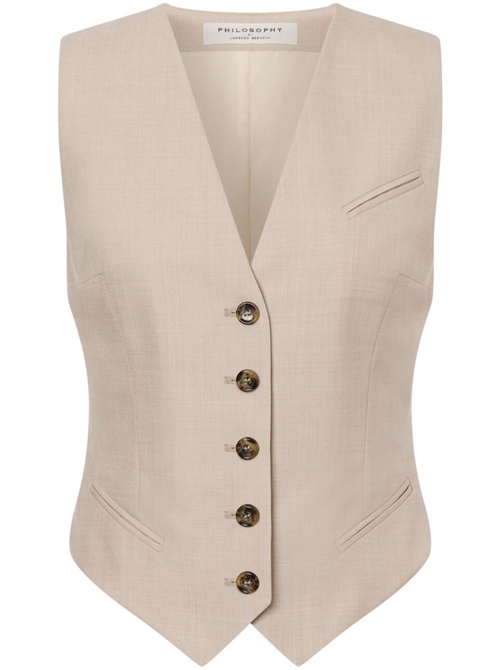 V-neck strap-detail waistcoat