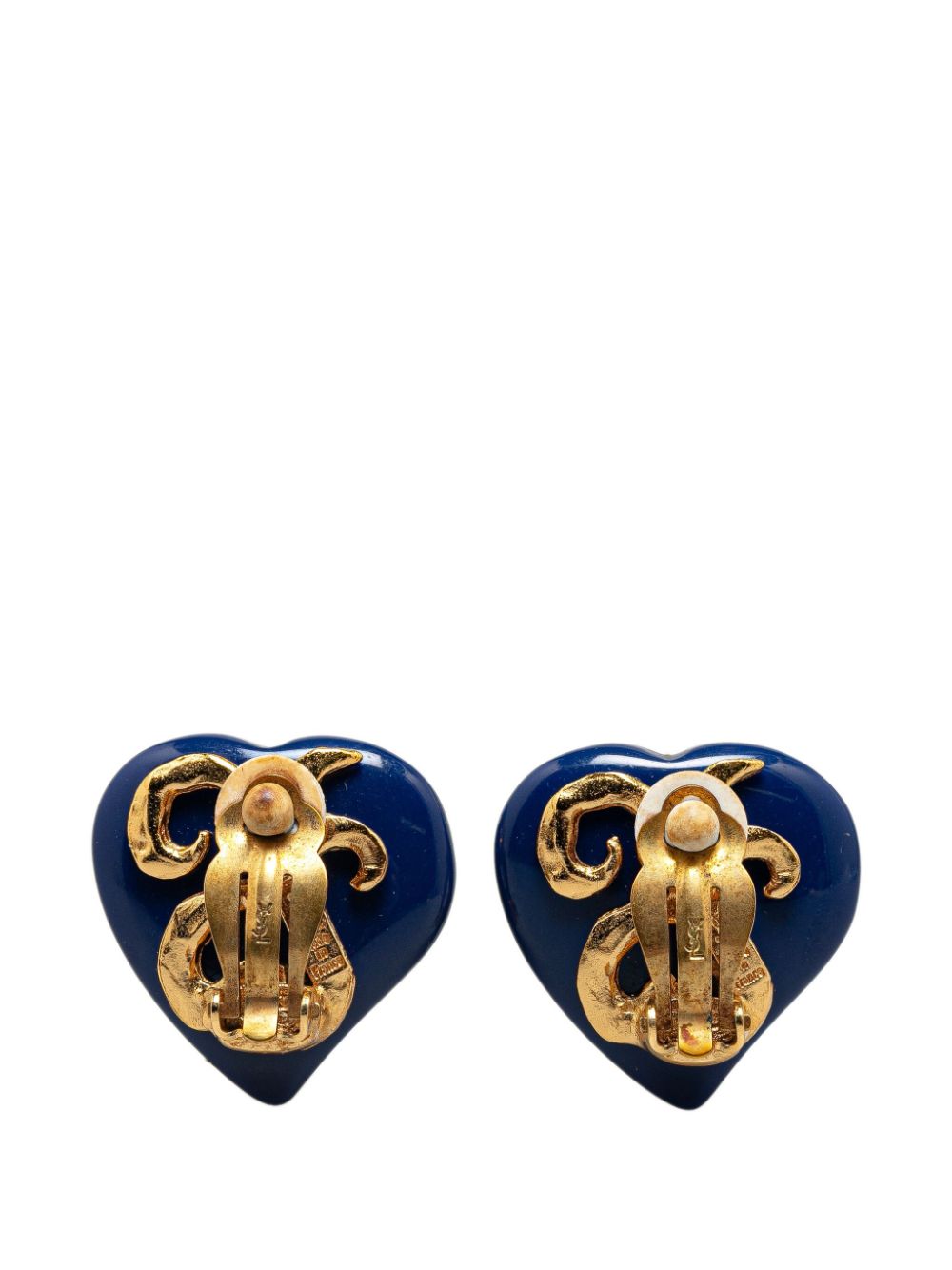 Saint Laurent Pre-Owned 2000s Resin Heart oorclips - Blauw