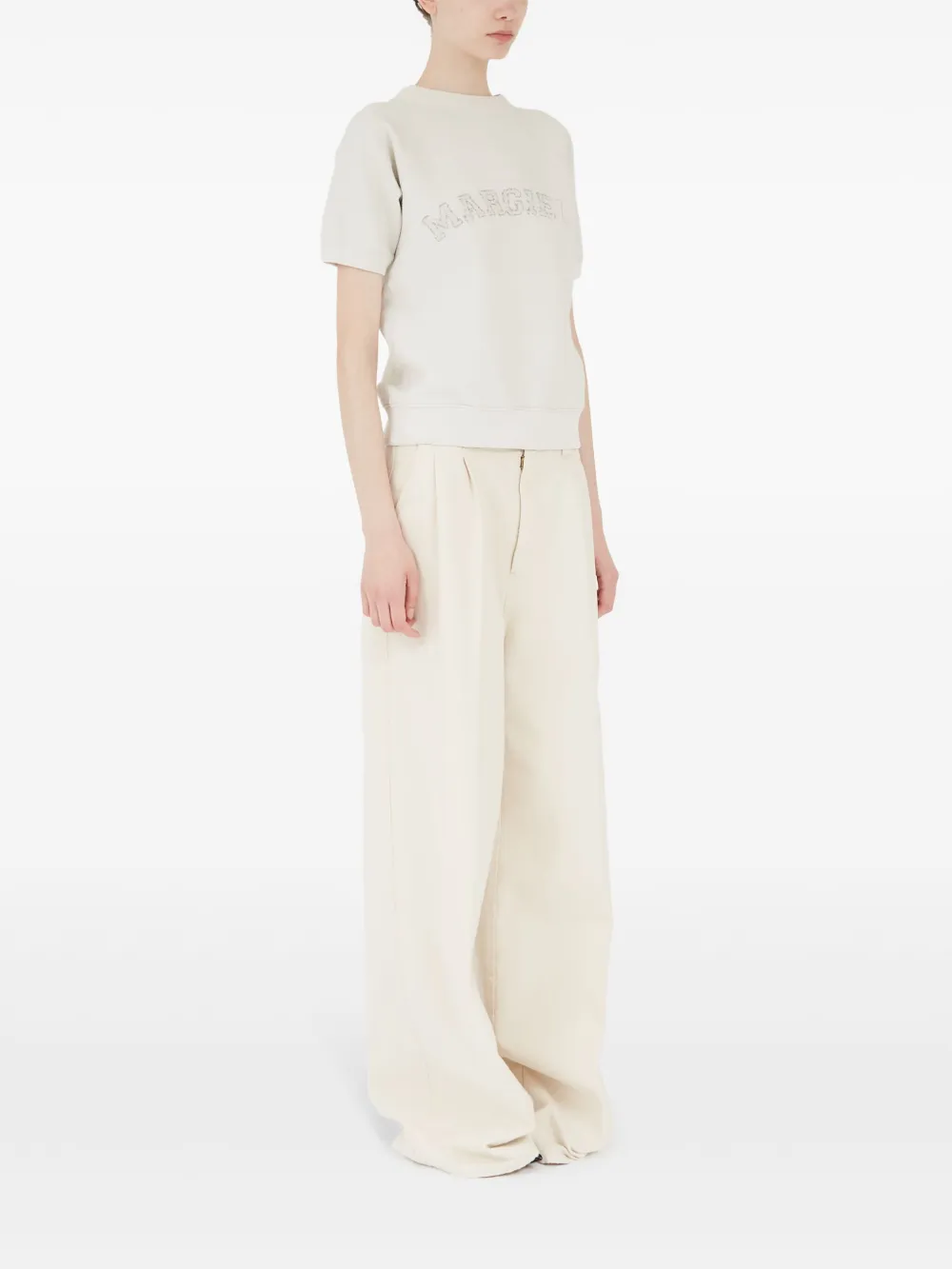 Maison Margiela Katoenen sweater met logoprint Beige