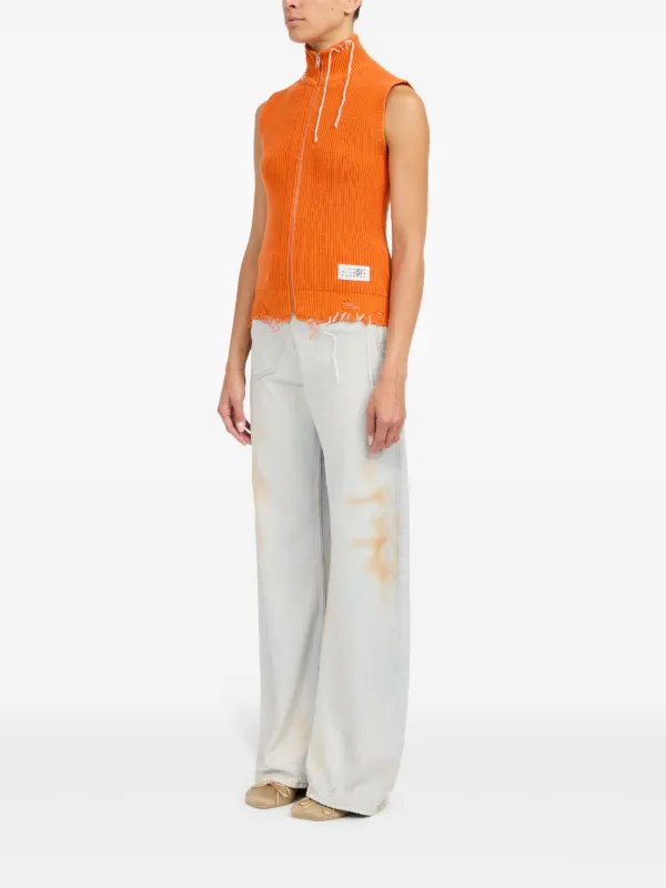 MM⑥ マルタンマルジェラ ドルマンスリーブカーディガン MM6 Maison Margiela リブニット カーディガン | オレンジ