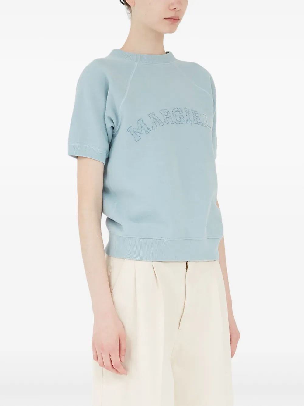 Maison Margiela Katoenen sweater met logoprint Blauw