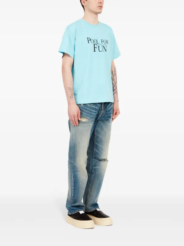 MM6 Maison Margiela slogan-print T-shirt | Blue | FARFETCH