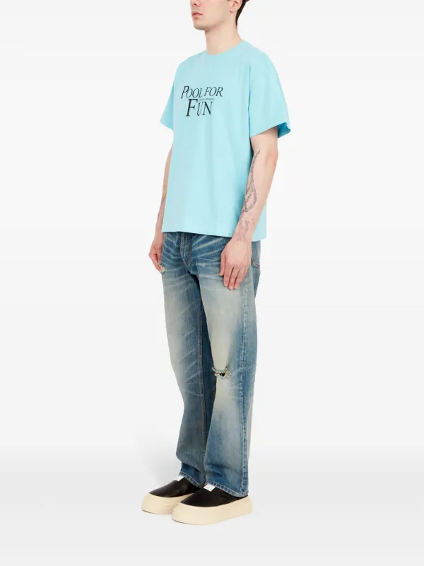 MM6 Maison Margiela slogan-print T-shirt | Blue | FARFETCH