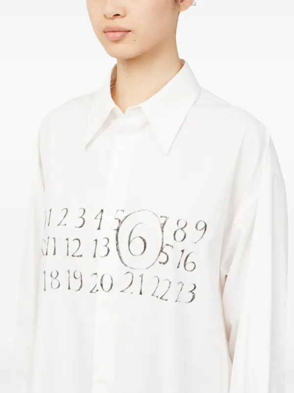 MM6 Maison Margiela ナンバーモチーフ シャツドレス | ホワイト