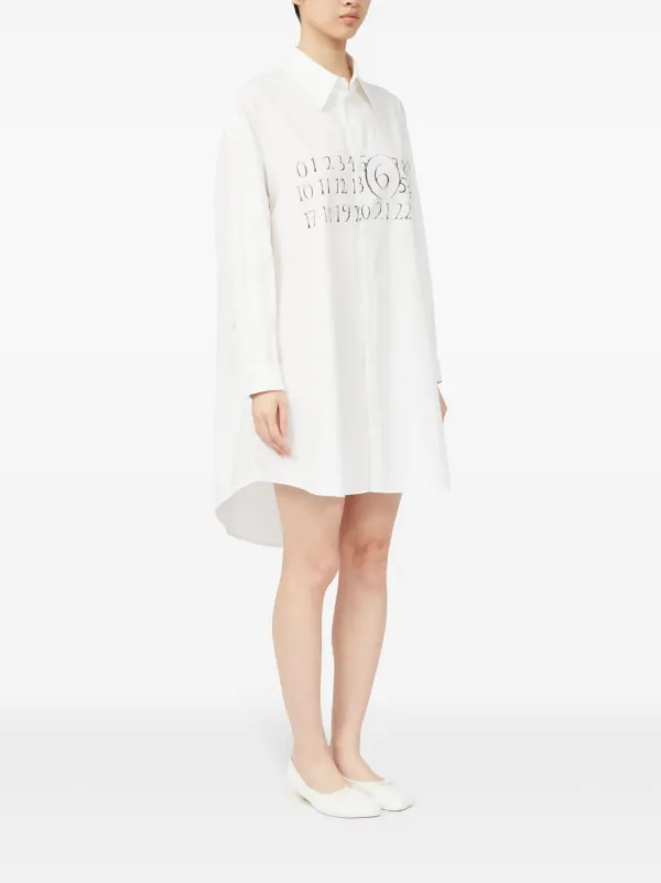 高価値セリー MM6 Maison Margiela ナンバーモチーフ シャツドレス | ホワイト トップス