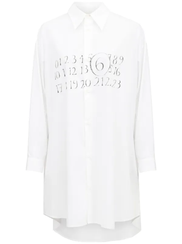 MM6 Maison Margiela ナンバーモチーフ シャツドレス | ホワイト