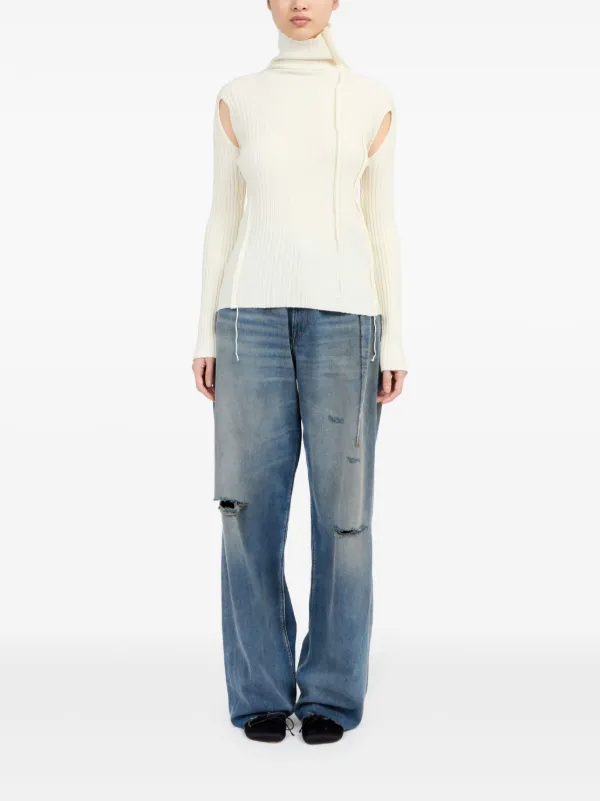 MM6 Maison Margiela タートルネック セーター | ホワイト MM6 Maison Margiela タートルネック セーター | ホワイト