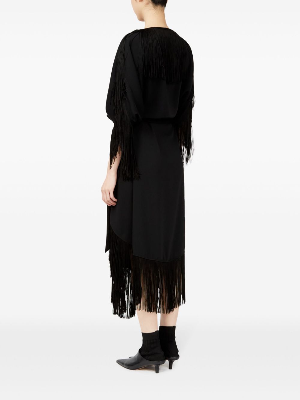 MM6 Maison Margiela fringe-detail belted midi dress Women