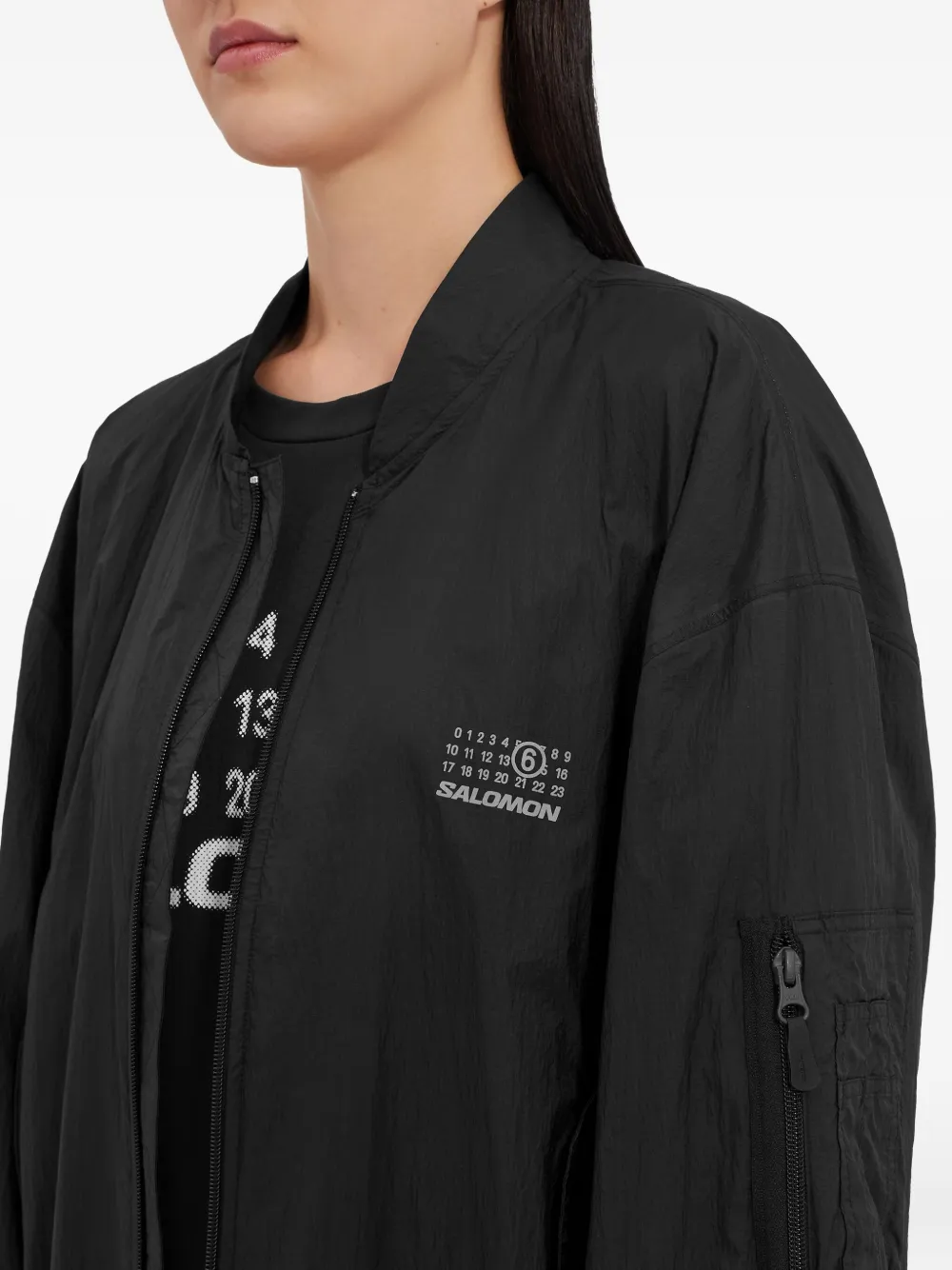 Shop Mm6 Maison Margiela X Salomon Numbers-print Bomber Jacket In Black