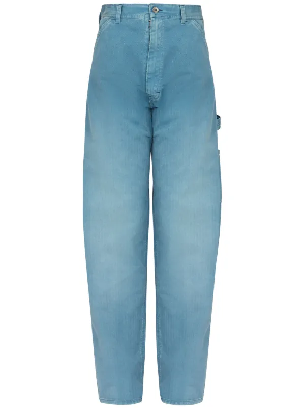 Maison Margiela Embroidered-logo Drop-crotch Wide-leg Jeans in Blue