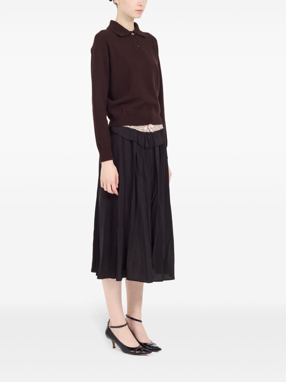 Maison Margiela polo collar ribbed knit top Women