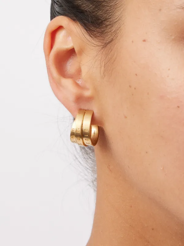 MM6 Maison Margiela triple-logo Earrings | Gold | FARFETCH GR