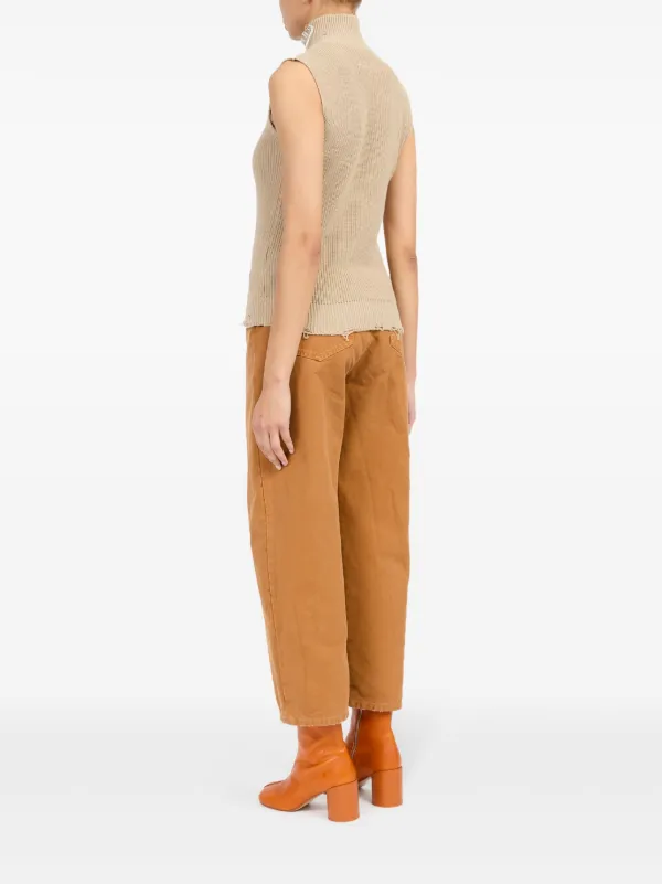 MM6 Maison Margiela zip-up Knitted Top | Neutrals | FARFETCH