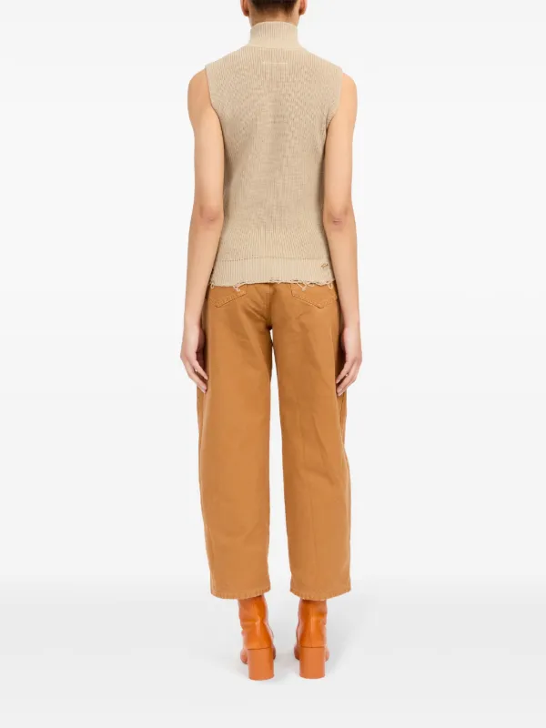 MM6 Maison Margiela zip-up Knitted Top | Neutrals | FARFETCH