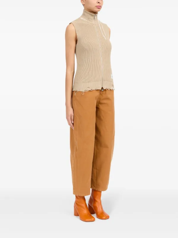 MM6 Maison Margiela zip-up Knitted Top | Neutrals | FARFETCH CY MM6 Maison Margiela zip-up Knitted Top | Neutrals | FARFETCH CY