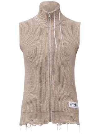 MM6 Maison Margiela zip-up Knitted Top | Neutrals | FARFETCH GE