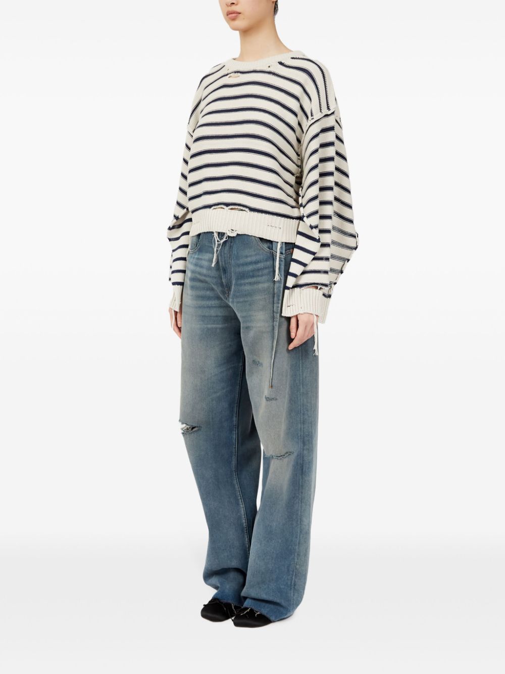 MM6 Maison Margiela crew-neck striped cotton jumper Women