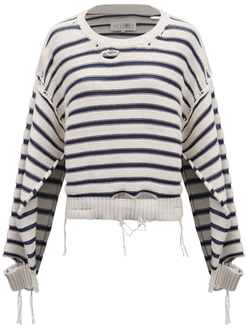 crew-neck striped cotton jumper