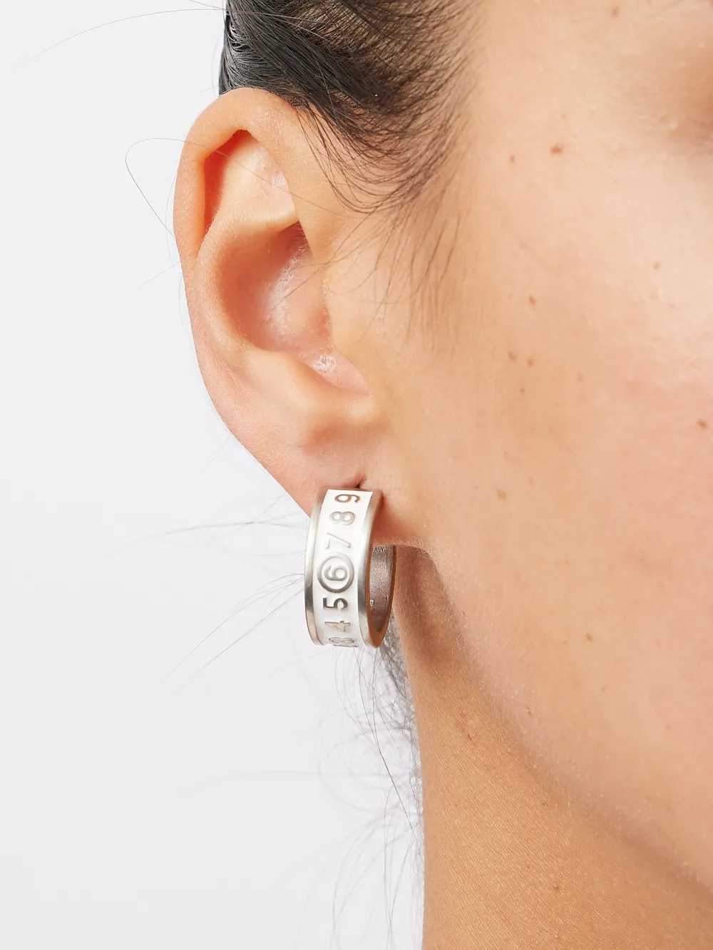 Shop Mm6 Maison Margiela Enamel-logo Earrings In Silver