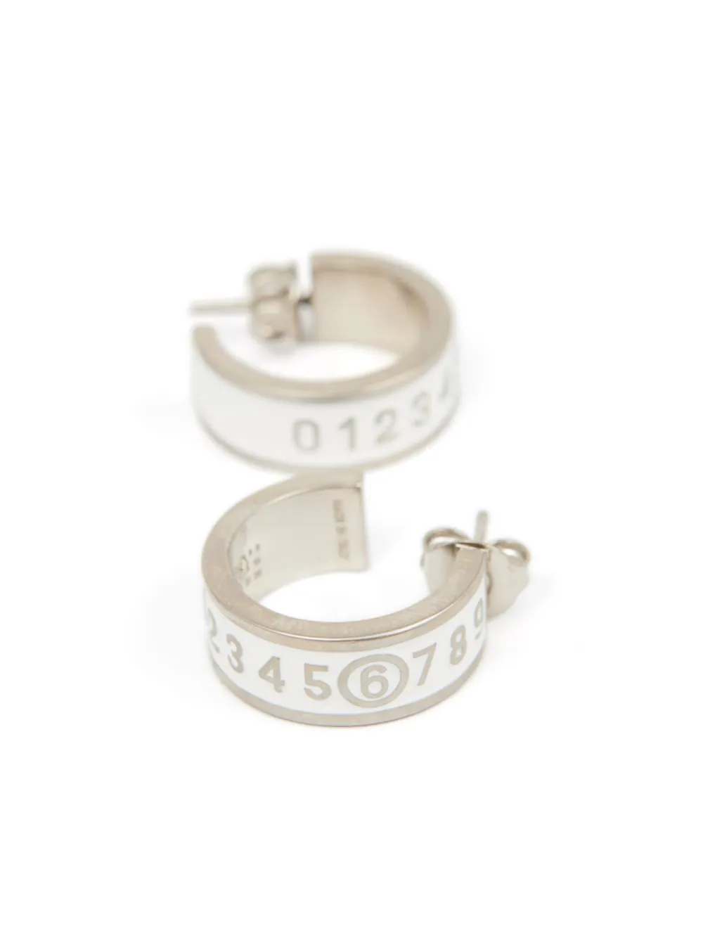 Shop Mm6 Maison Margiela Enamel-logo Earrings In Silver
