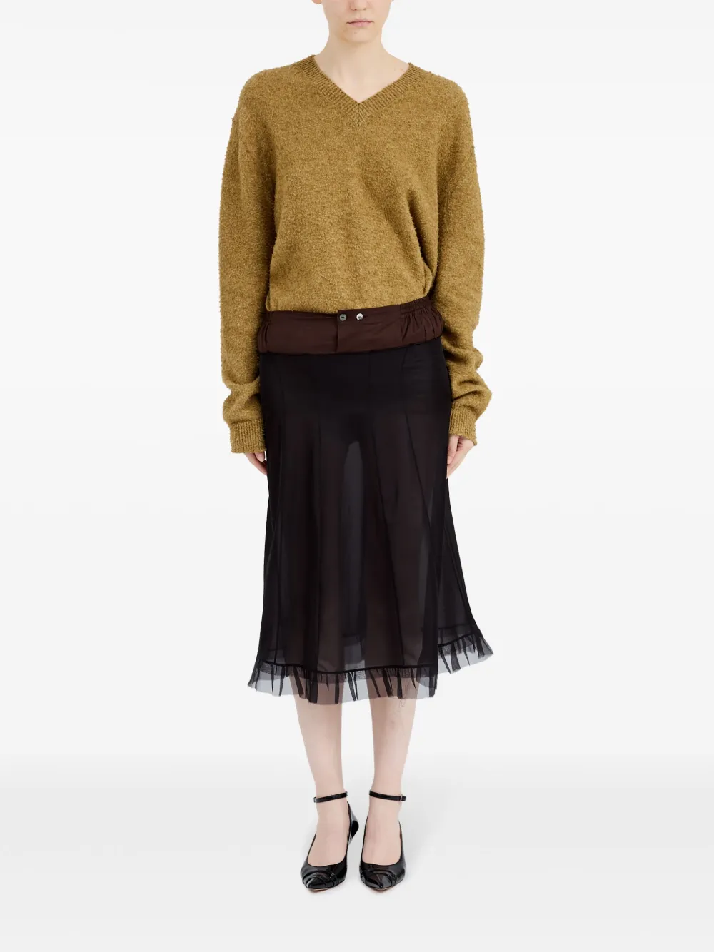 Maison Margiela Tulen midi-rok - Zwart