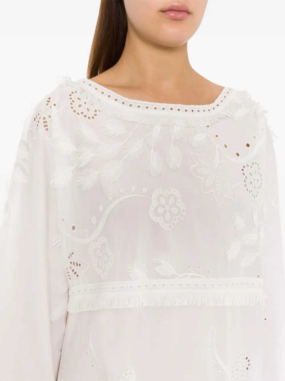 Alberta Ferretti Broderie anglaise maxi-jurk Wit
