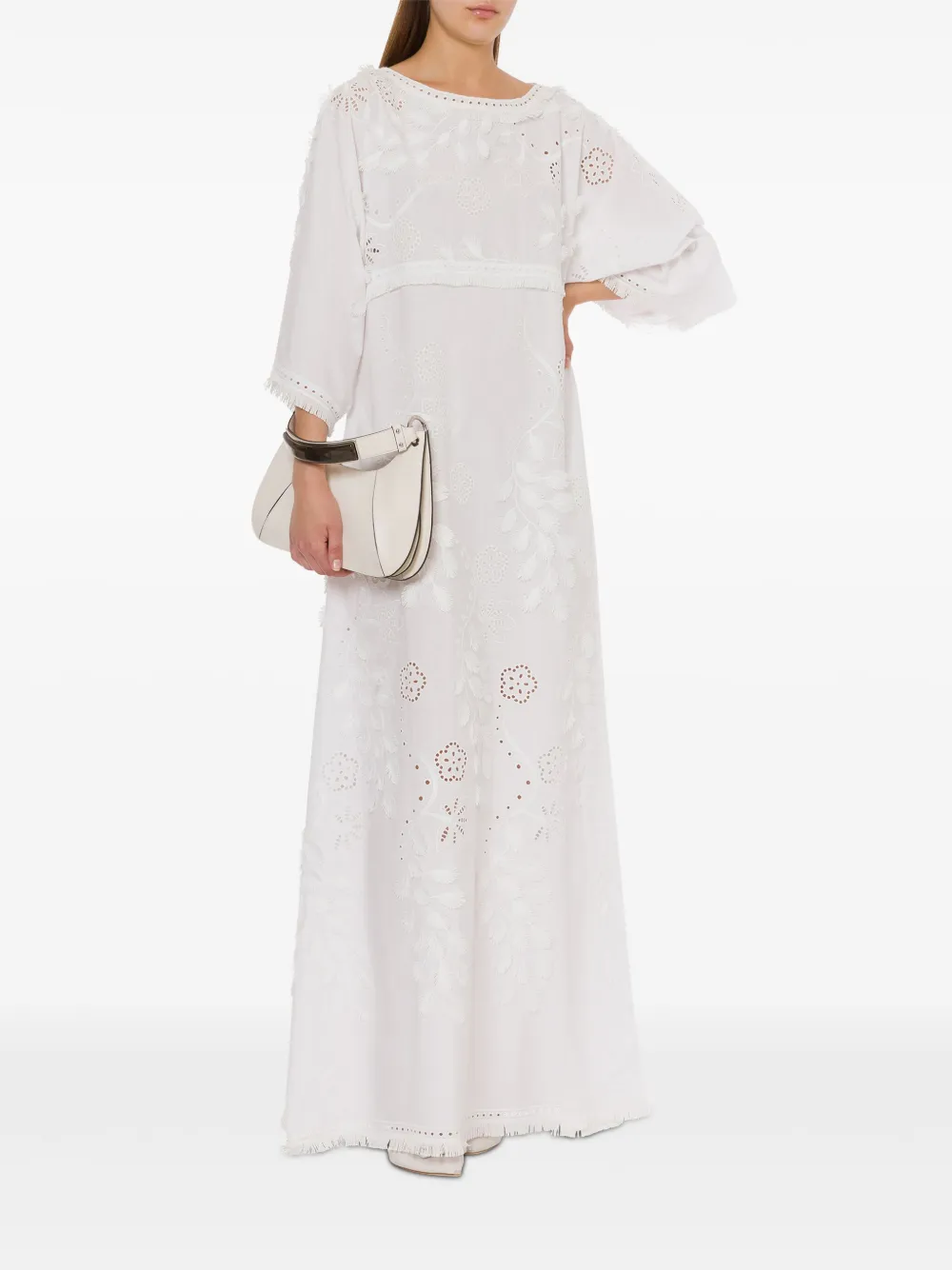 Alberta Ferretti Broderie anglaise maxi-jurk - Wit