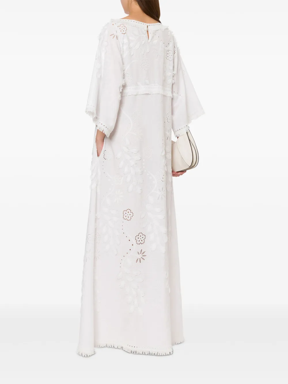 Alberta Ferretti Broderie anglaise maxi-jurk Wit