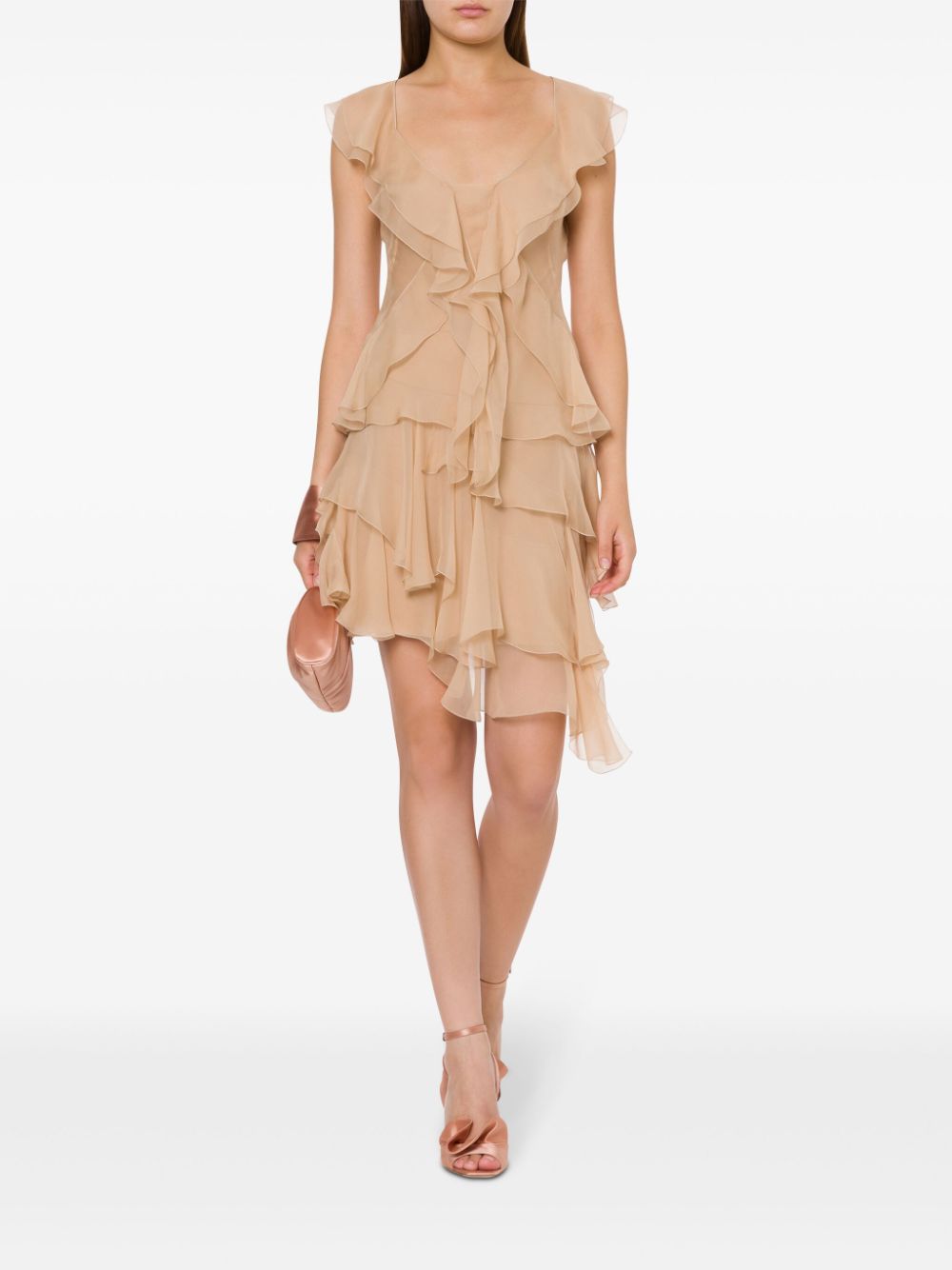 Alberta Ferretti ruffled mini skirt - Neutrals