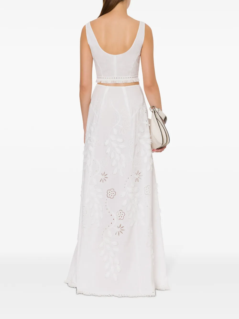 Alberta Ferretti Rok met geborduurde bloemen Wit