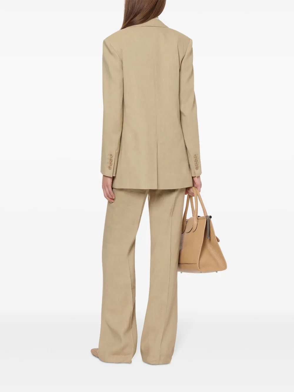 Alberta Ferretti Blazer met enkele rij knopen Beige