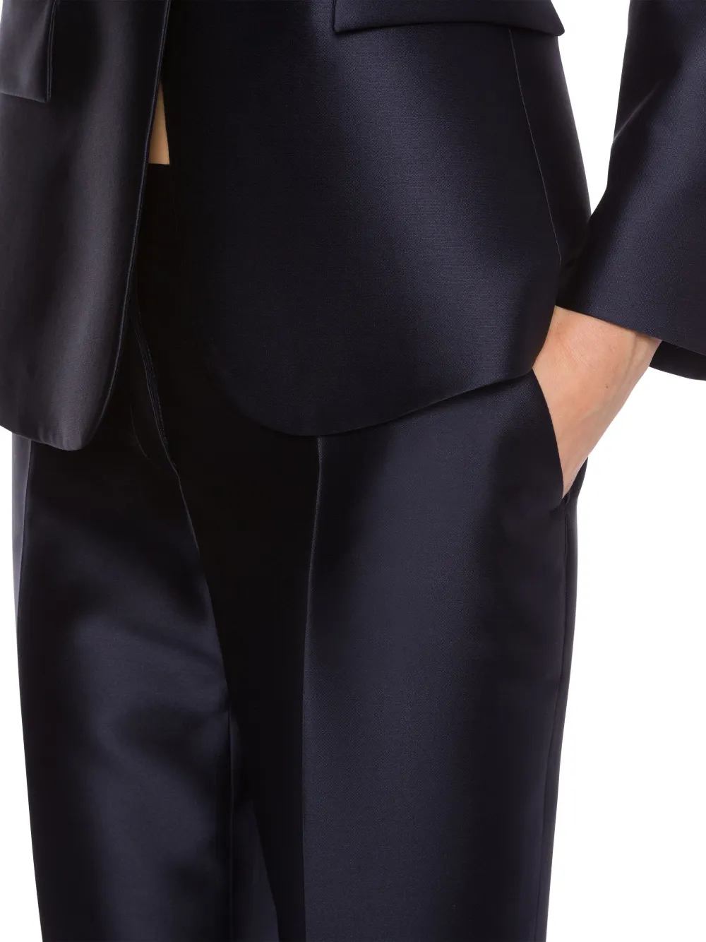 Alberta Ferretti Satin Trousers In Blue