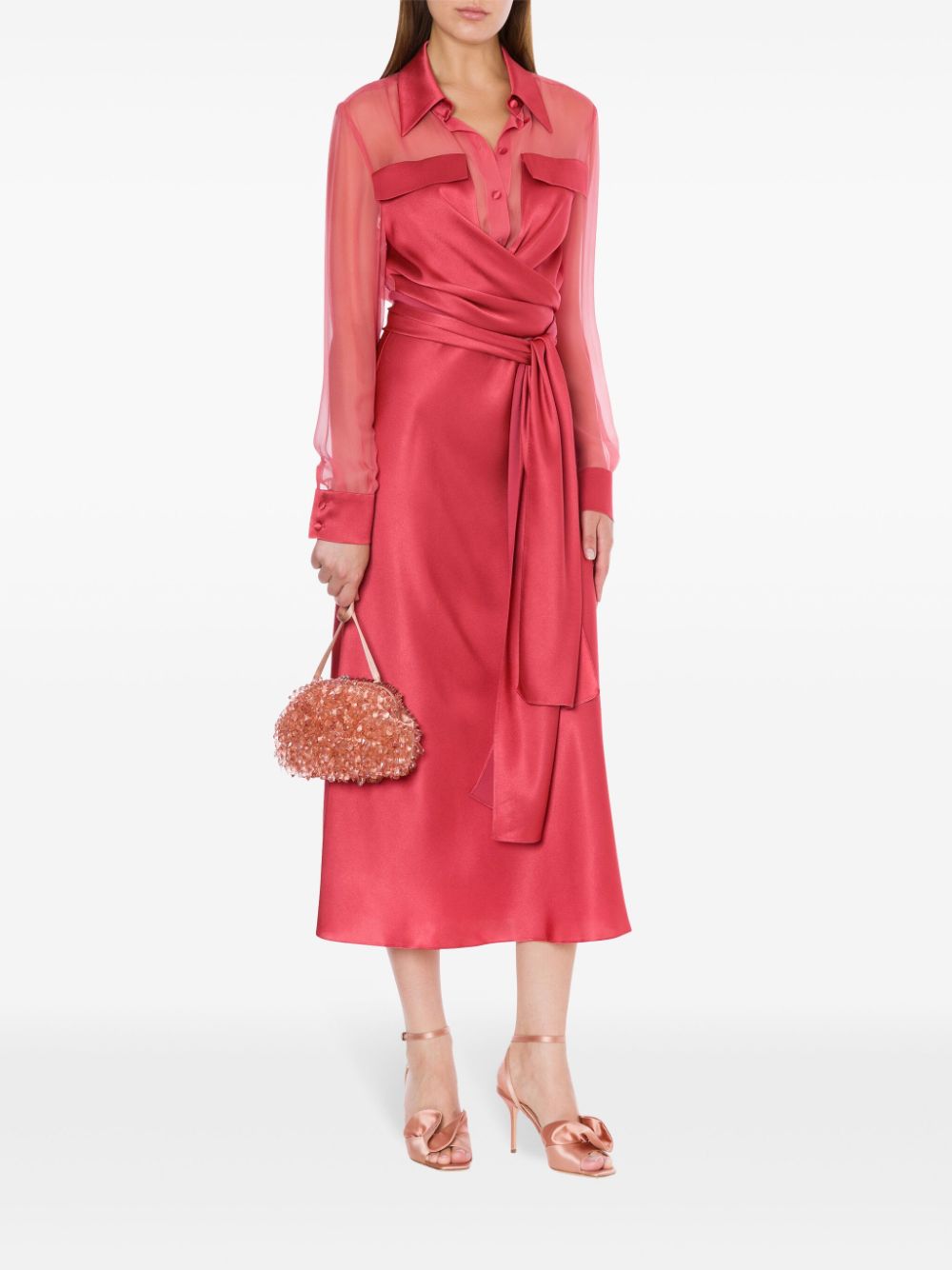 Alberta Ferretti draped shirt dress - Roze