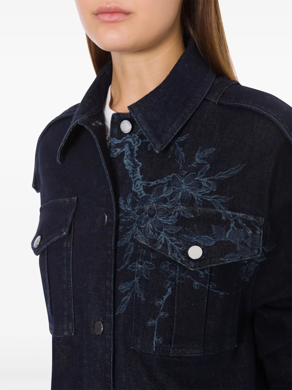 ALBERTA FERRETTI FLORAL-PRINT DENIM JACKET