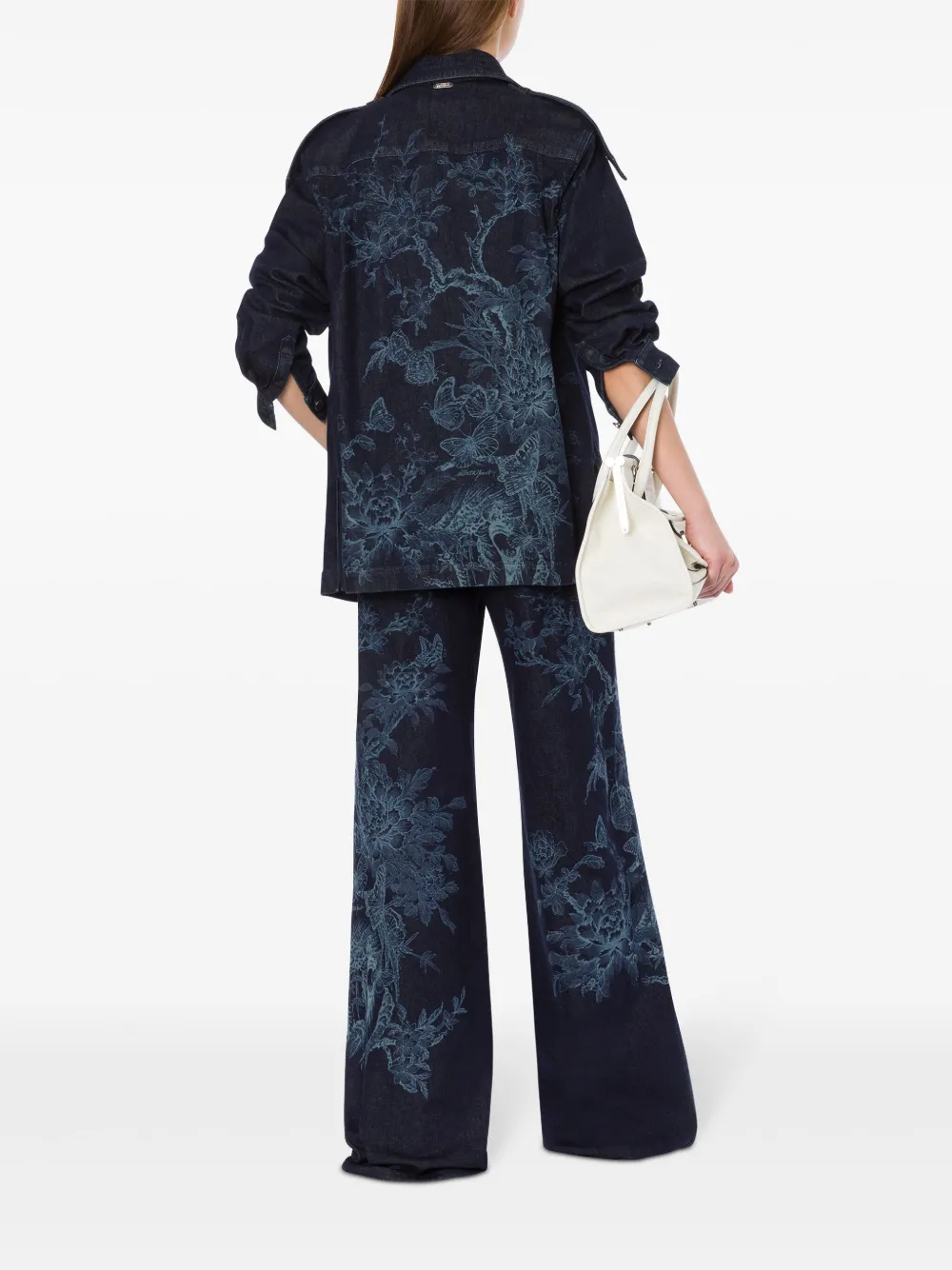 ALBERTA FERRETTI FLORAL-PRINT DENIM JACKET