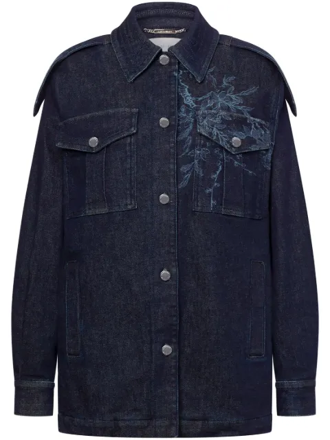 Alberta Ferretti veste en jean à fleurs