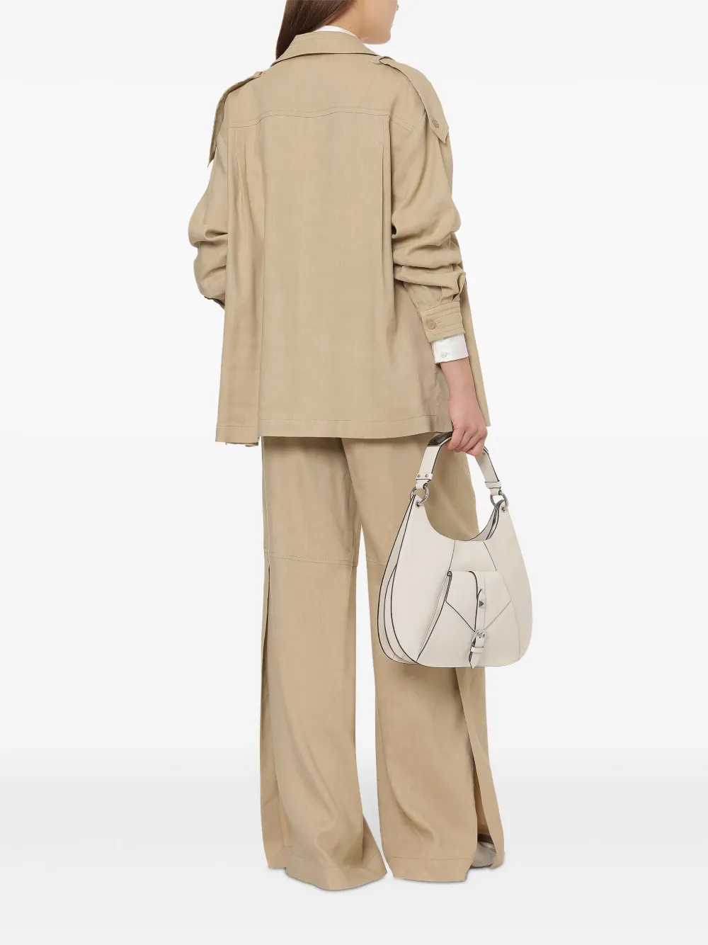 Alberta Ferretti Palazzo broek met split Beige