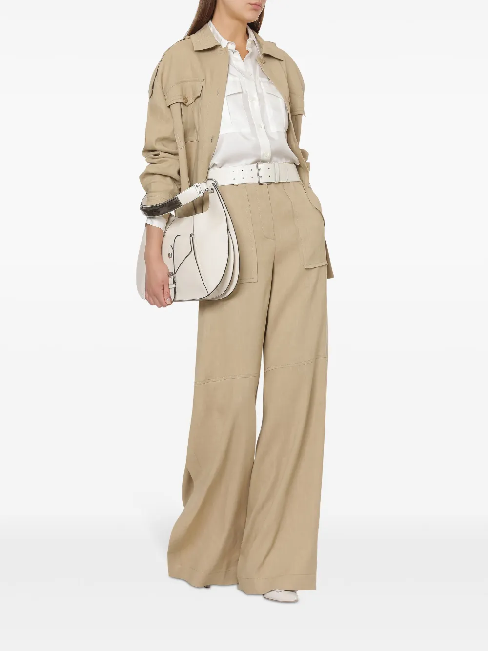 Alberta Ferretti Palazzo broek met split - Beige