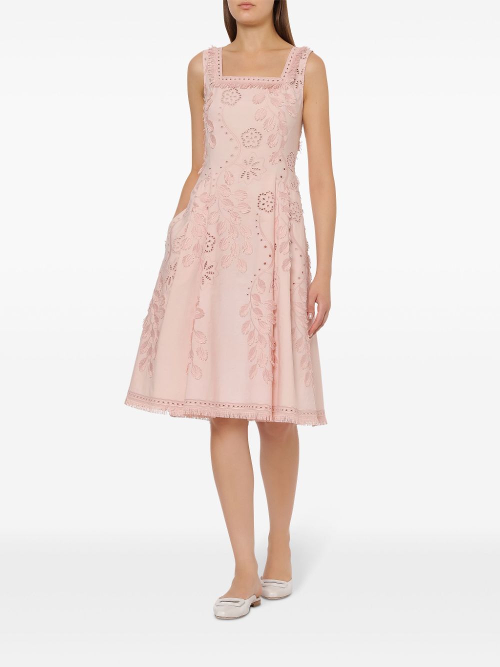 Alberta Ferretti Broderie anglaise midi-jurk - Roze