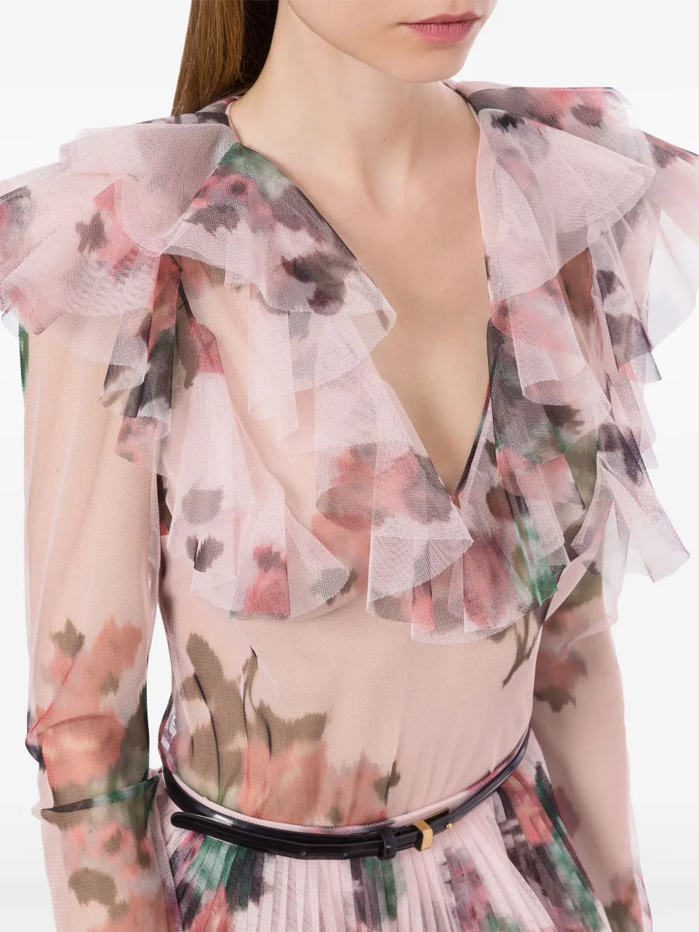 2022 NWT $745 Philosophy deals Di Lorenzo Serafini Sz 6 Printed Floral Blouse Pink Red