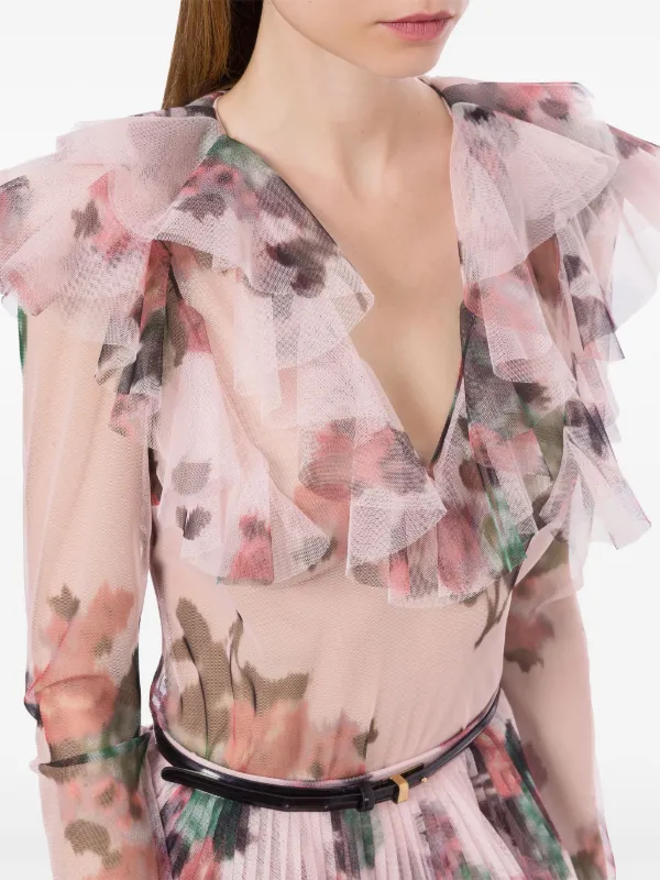 Tシャツ・カットソー PHILOSOPHY DI LORENZO SERAFINI Linen blend top with floral Philosophy Di Lorenzo Serafini floral-print Blouse | Pink