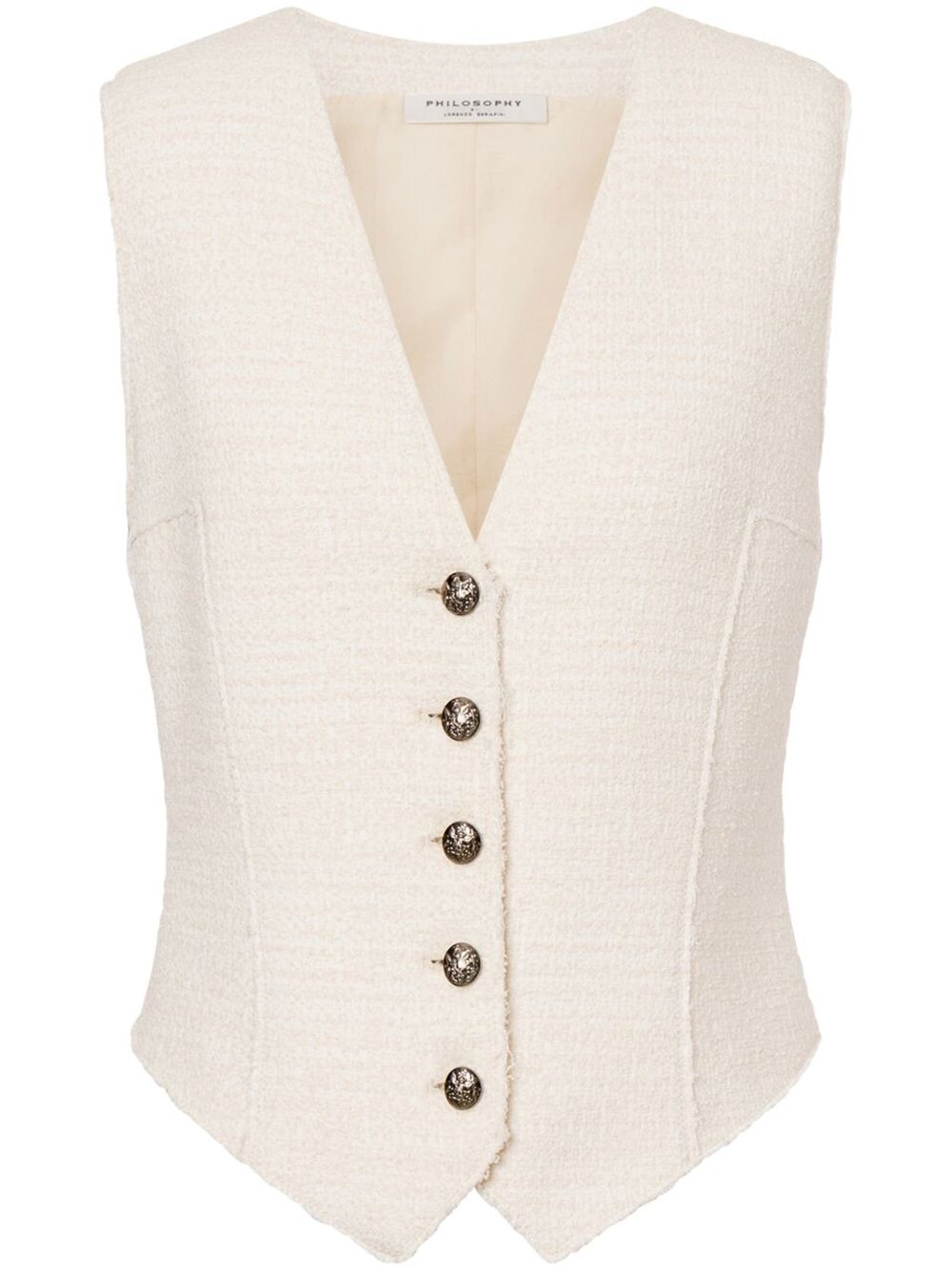 V-neck raw-cut waistcoat