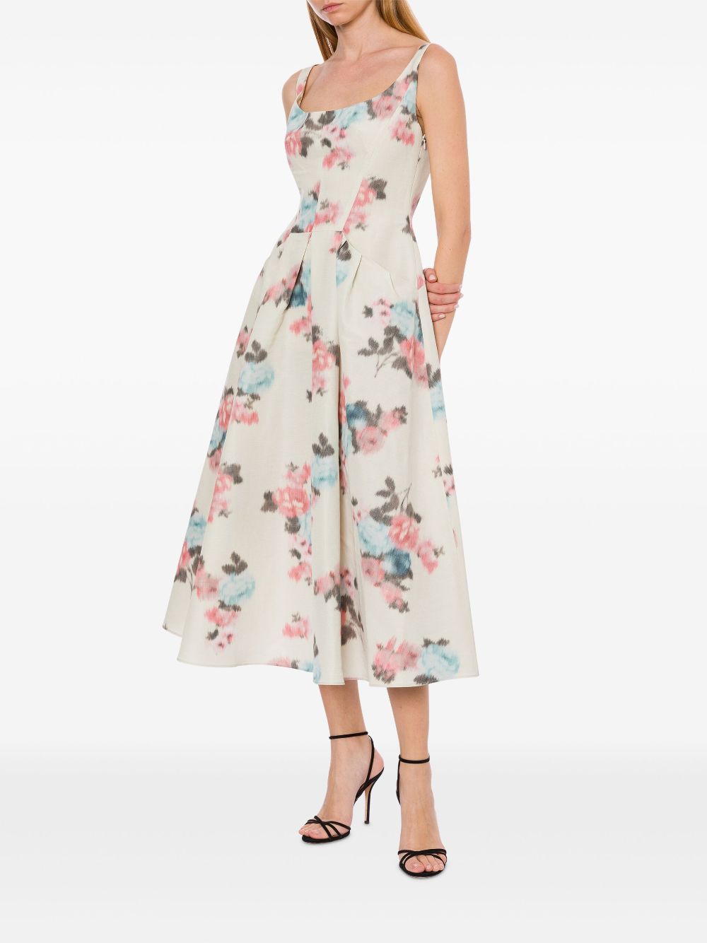 Philosophy Di Lorenzo Serafini Midi-jurk met bloemenprint - Beige