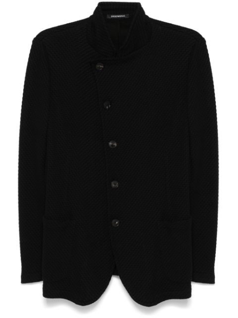 Emporio Armani 3D-effect knit Guru-collar jacket Men